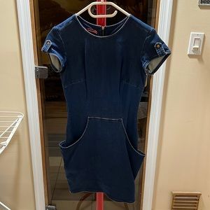Slim Mini Denim Zippered Dress, Size: MEDIUM